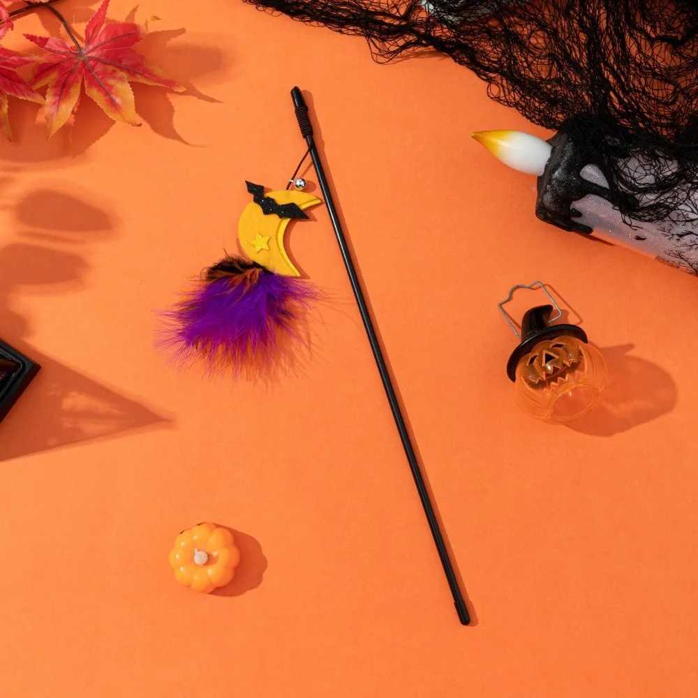 Cat Toy Funny Cat Stick Halloween Pet Toy Pumpkin Ghost Spider Cat Toy Creative Interactive Indoor Toy Gift Pet holiday supplies C251013