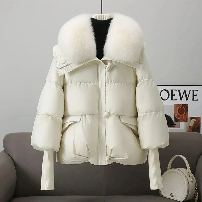 Ladies Winter Parka Coat Thicken Big Fur Collar Lady Outerwear CasualKorean Version Temperament Womens Down Cotton Jacket 251011