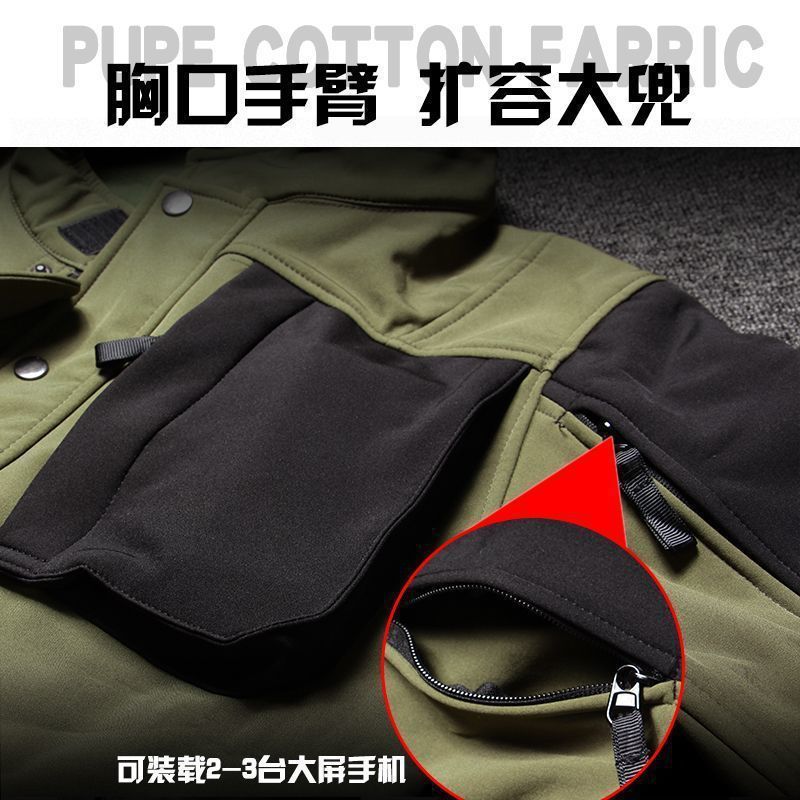 Windproof and waterproof bicycle set mens tactical jacket and pants set winter shark skin soft shell uniform warm wool coat 240925