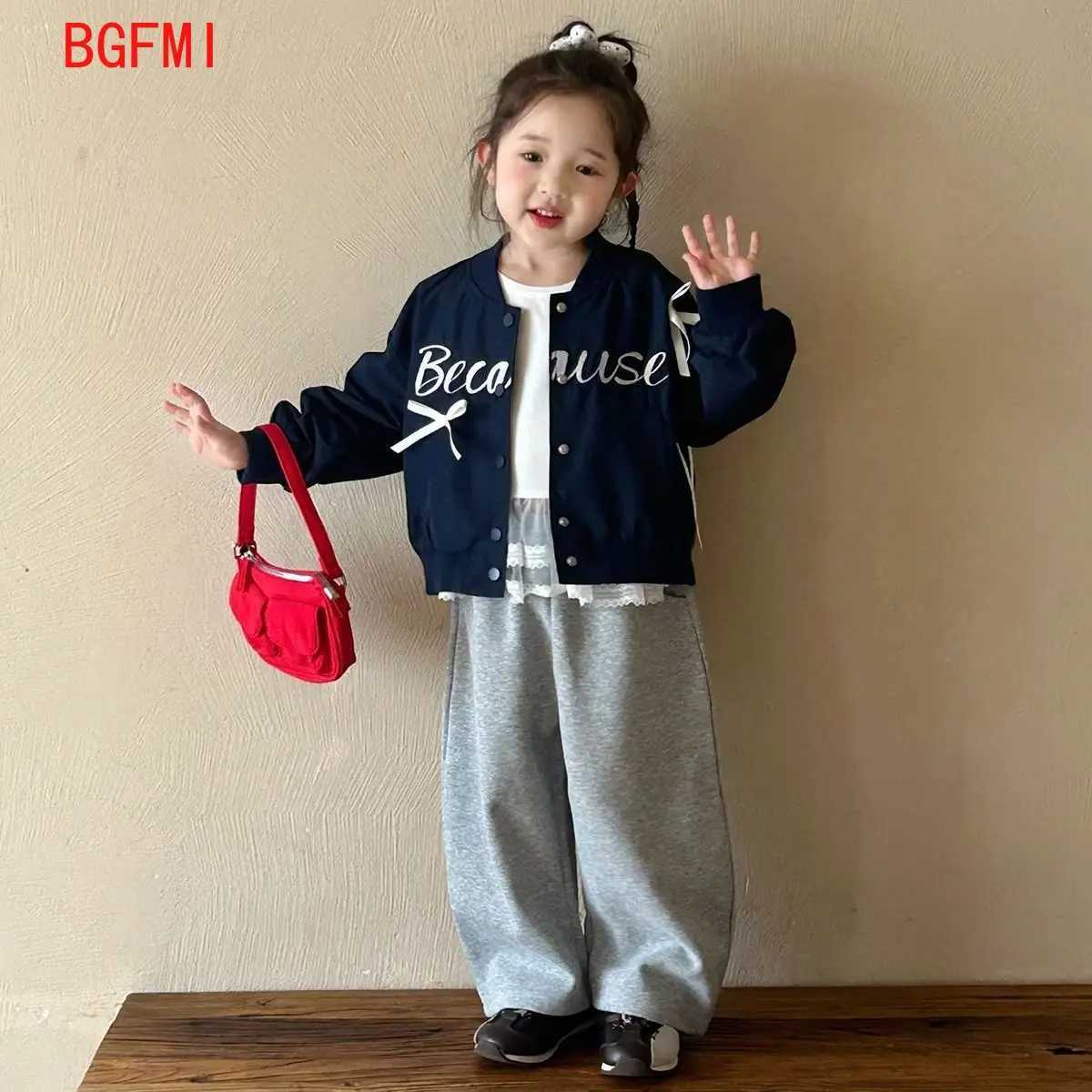 Girls Spring Autumn Coat 2025 Fashion New Long Sleeve Bow Baseball Jersey Infant Jacket Top 110Y Kids Letter Baseball Uniform C251013
