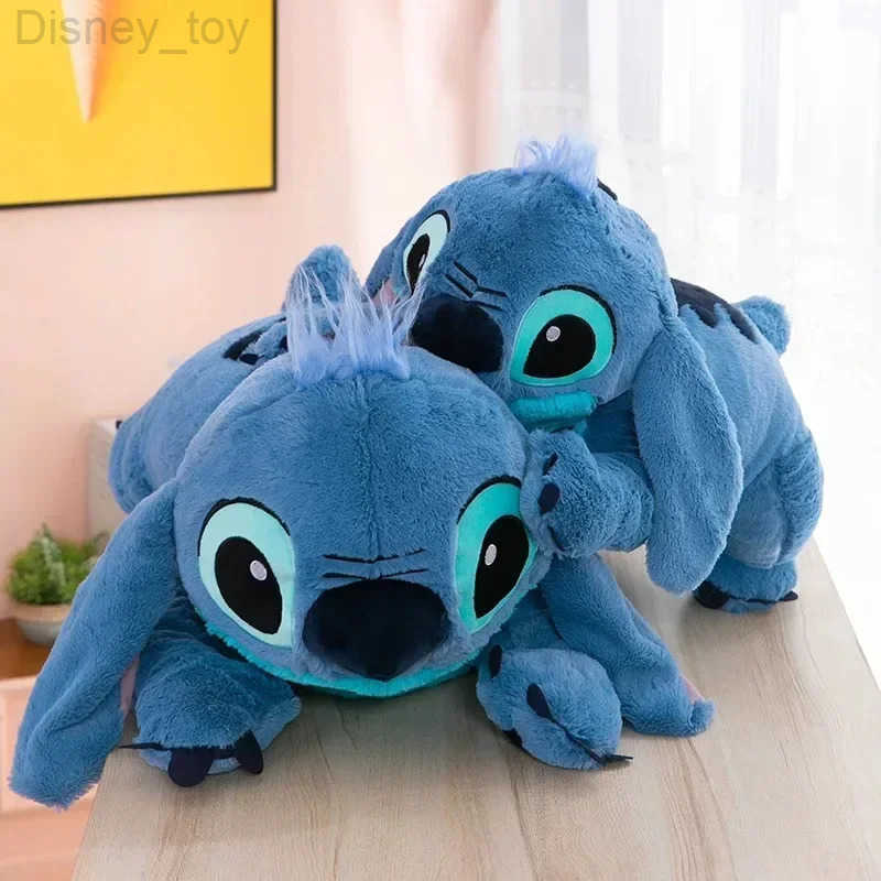 Disney 45cm Stitch Doll Plush Toys LiloStitch Plush Stuffed Doll Soft Pillow Prone Posture DarkLight Blue Cute Gift Toys H251013