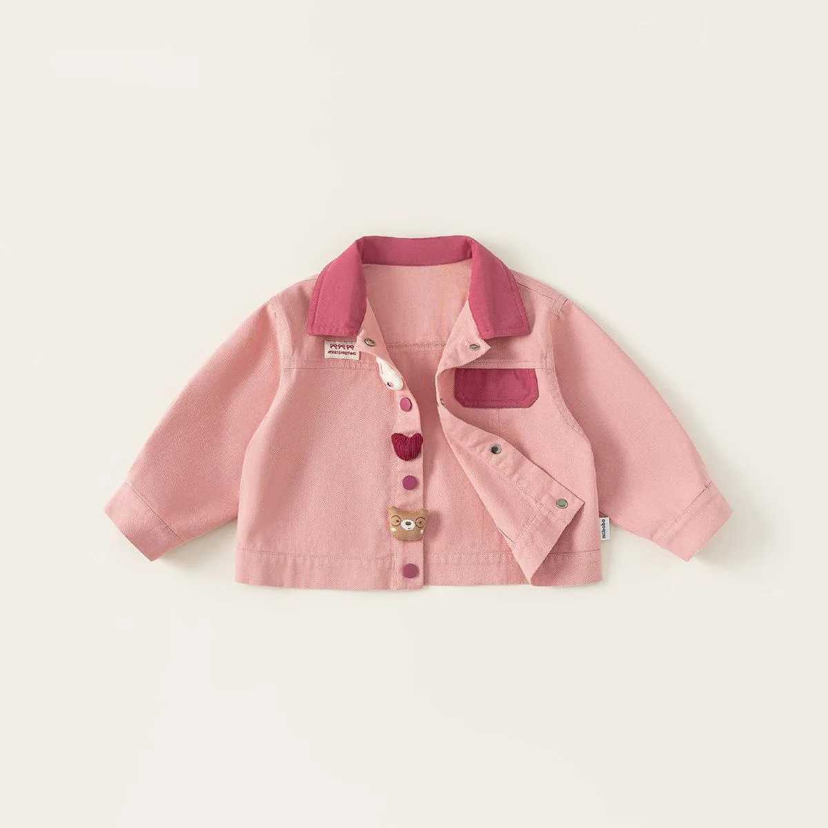 Spring Autumn Children Jackets 110Y Girls Patchwork Cartoon Letter Button Coats Korean Tops Toddler Outerwear For Kids Clothing C251013