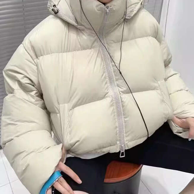 New Jacket For Women, Short Hooded Korean Style, Petite Thickened Down Cotton Padded Jacket, Solid Color Coat B5