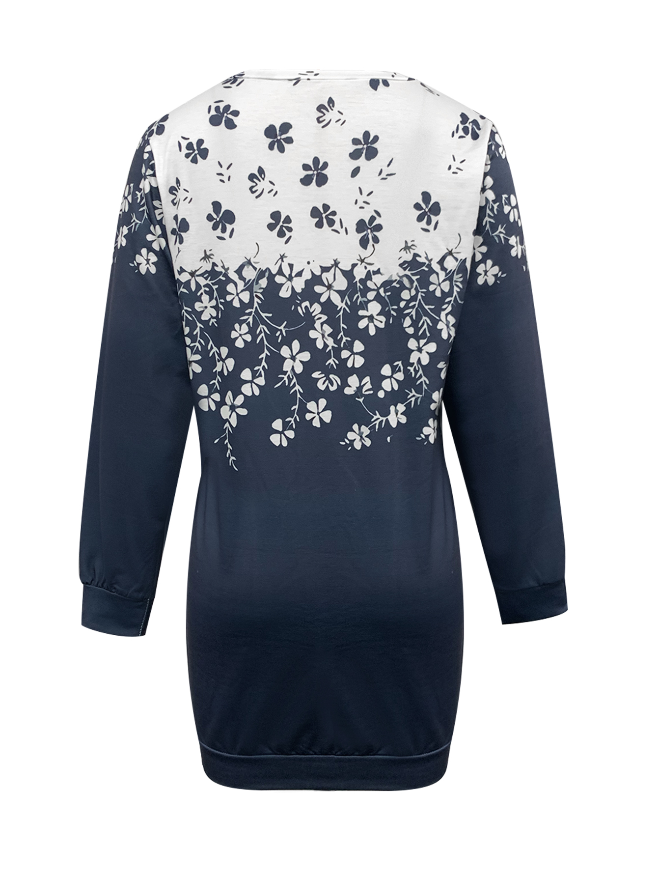 Women's Autumn Winter New Fashion Vacation Floral Printed Long - Sleeve Midi Dress-CF55171