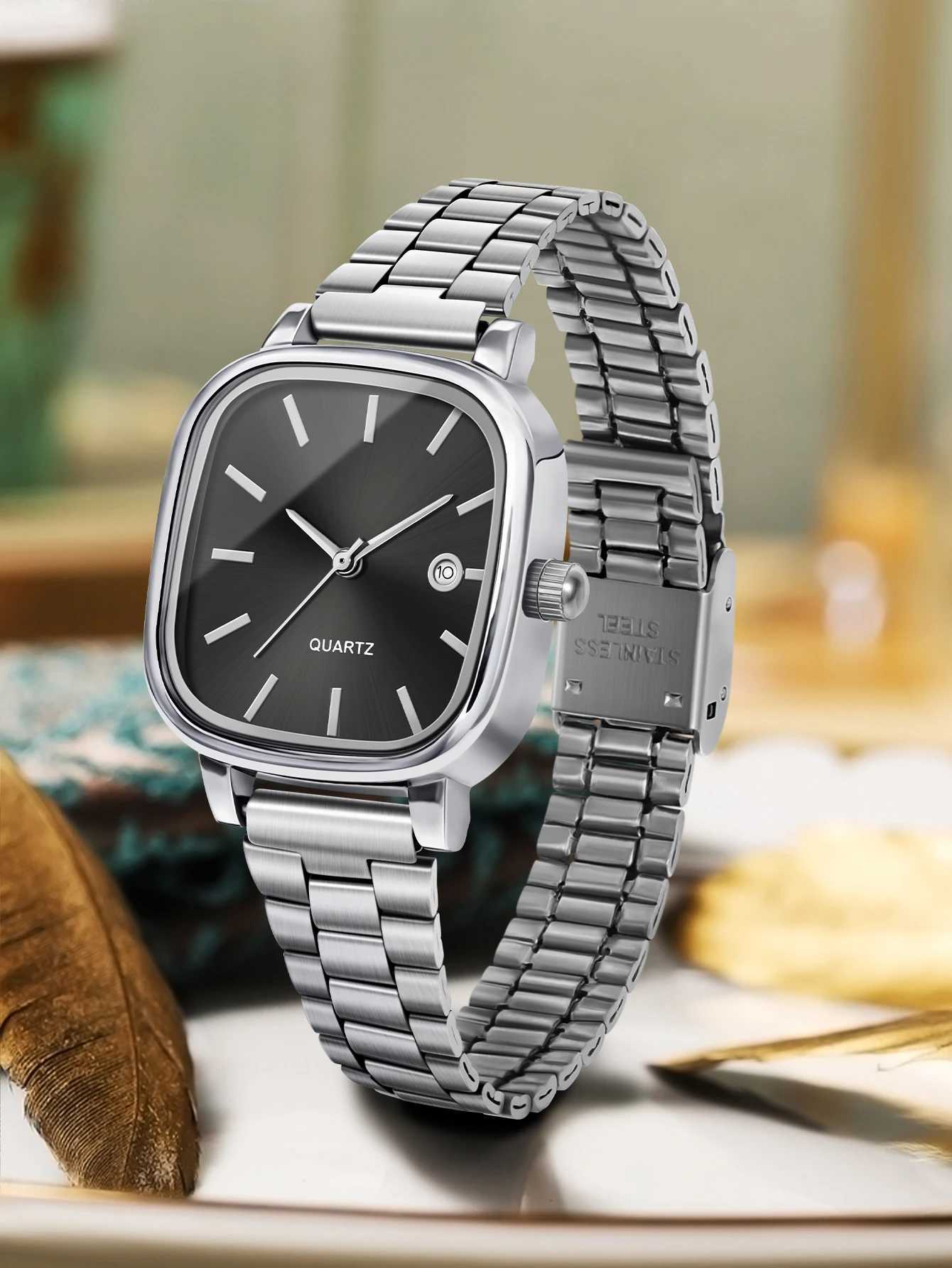 Couple watches for men and women quartz watches with stainless steel bands and calendar Christmas gift D251011