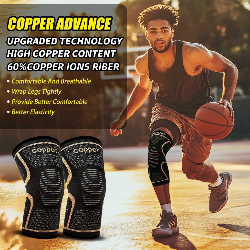 2Pack Copper Ion Sports Knee Pads Breathable NonSlip Outdoor Basketball Fitness Running Basketball Fitness Knee Pads C251013