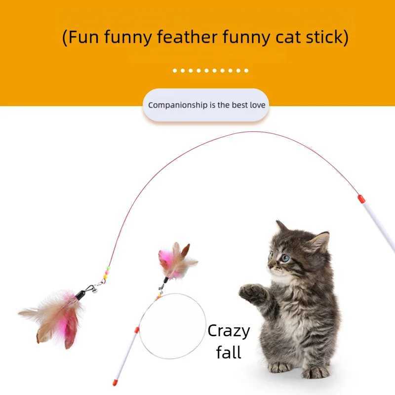 1PCS Metal Wire Funny Cat Stick Cat Toy Pet Toy with Feather Bell Funny Cat Rod Pet Supplies C251013