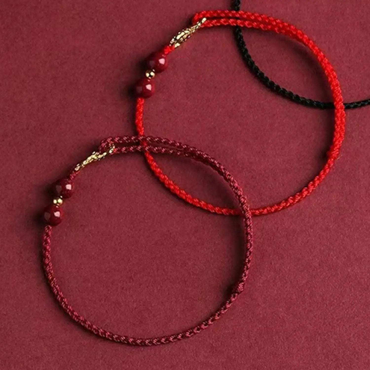 Trendy Red Thread String Bracelets for Women Men Lucky Beaded Braided Rope Adjustable Charm Bracelet Unisex Jewelry 251008