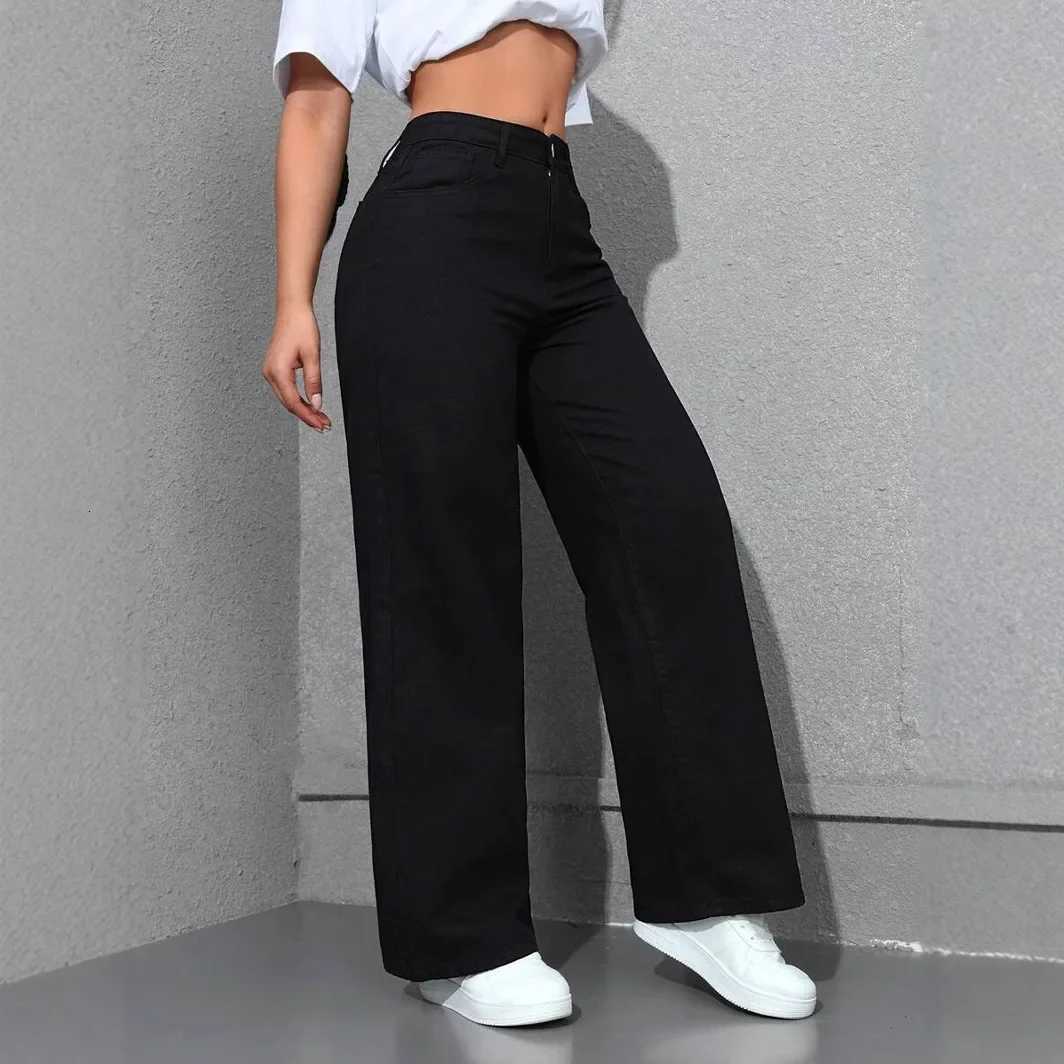 Denim Wide Leg Pants Women Streetwear Jeans Washed Distressed High Waist Straight Trousers Female Vintage Basics Floor LengthT251013