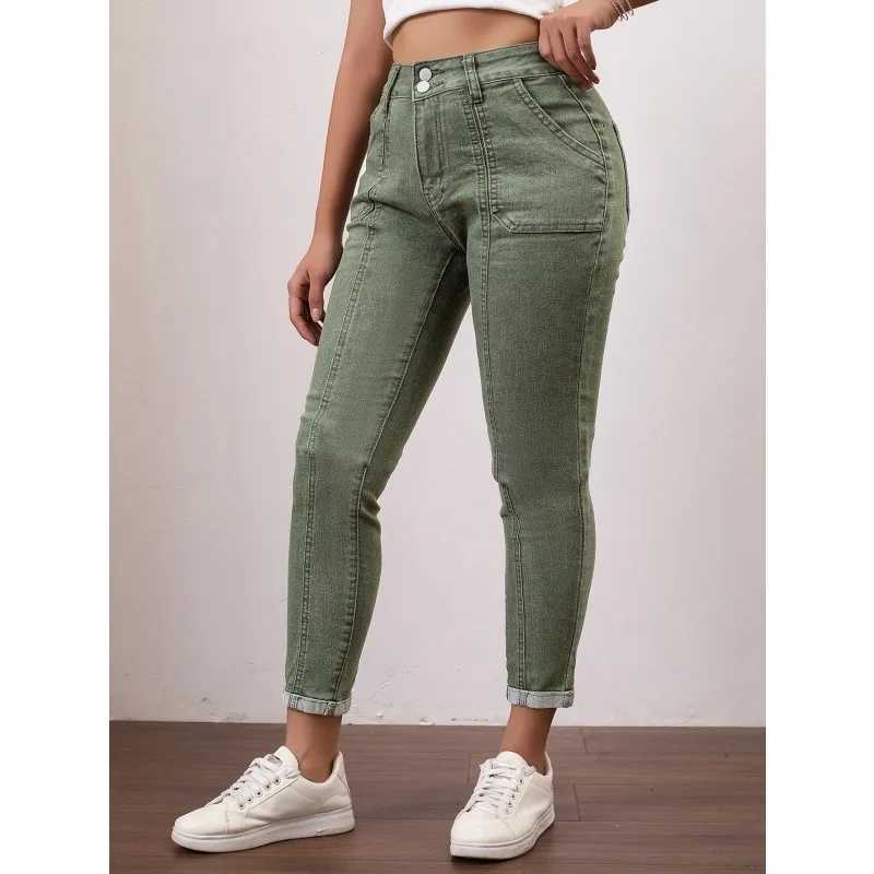 Straight Tube Ladies Jeans Slim Fit High Waist Stretch Denim Pants for Women Comfortable Tummy Control high quality clothingT251013