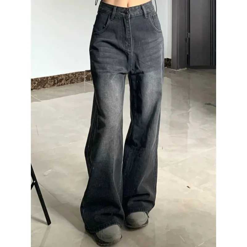 Loose Wide Leg Womens Jeans High Waist Stretchy Comfort Fit Flowy Trousers Black Gray Casual Spring Summer New ArrivalsT251013