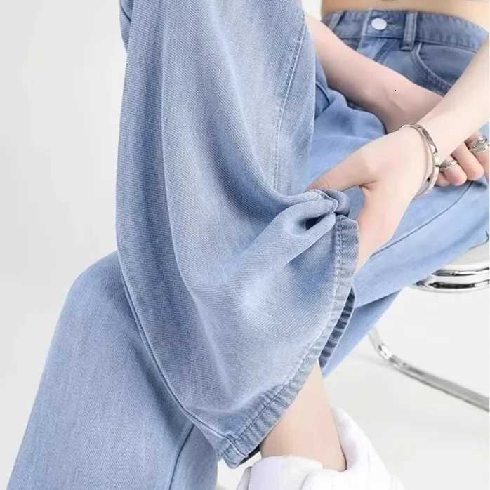 Summer Thin Tencel Wide Leg Jeans High Waist Loose Slimming Straight Ultra Thin Casual Straight Pants Women TrendyT251013