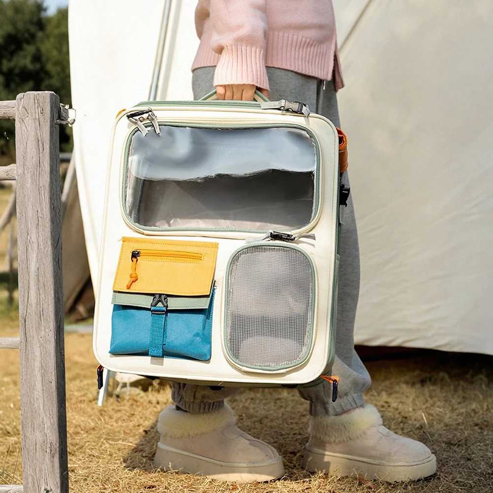 Dog Cat Travel Carrier Bag Large Capacity Ventilated Mesh Pet Backpack Transparent Window Pet Backpack for Car Camping C251013