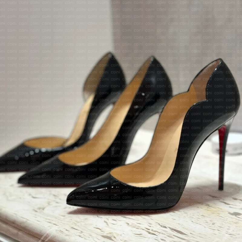 Women Red Shiny BottomShoes High Heels Shoes Designer Pointed Toe Sandals 6 8 10 12cm Nude Black Patent Leather Woman Brand Pumps With Dustbag