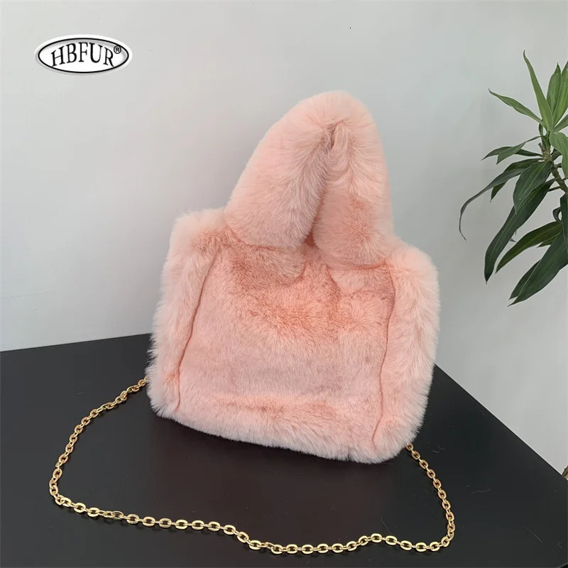 Fuzzy Pink Faux Fur Handbag Plush Square Shoulder Bags Winter Womens Crossbody Bag For Ladies Female Fluffy Handbags Purse 251011