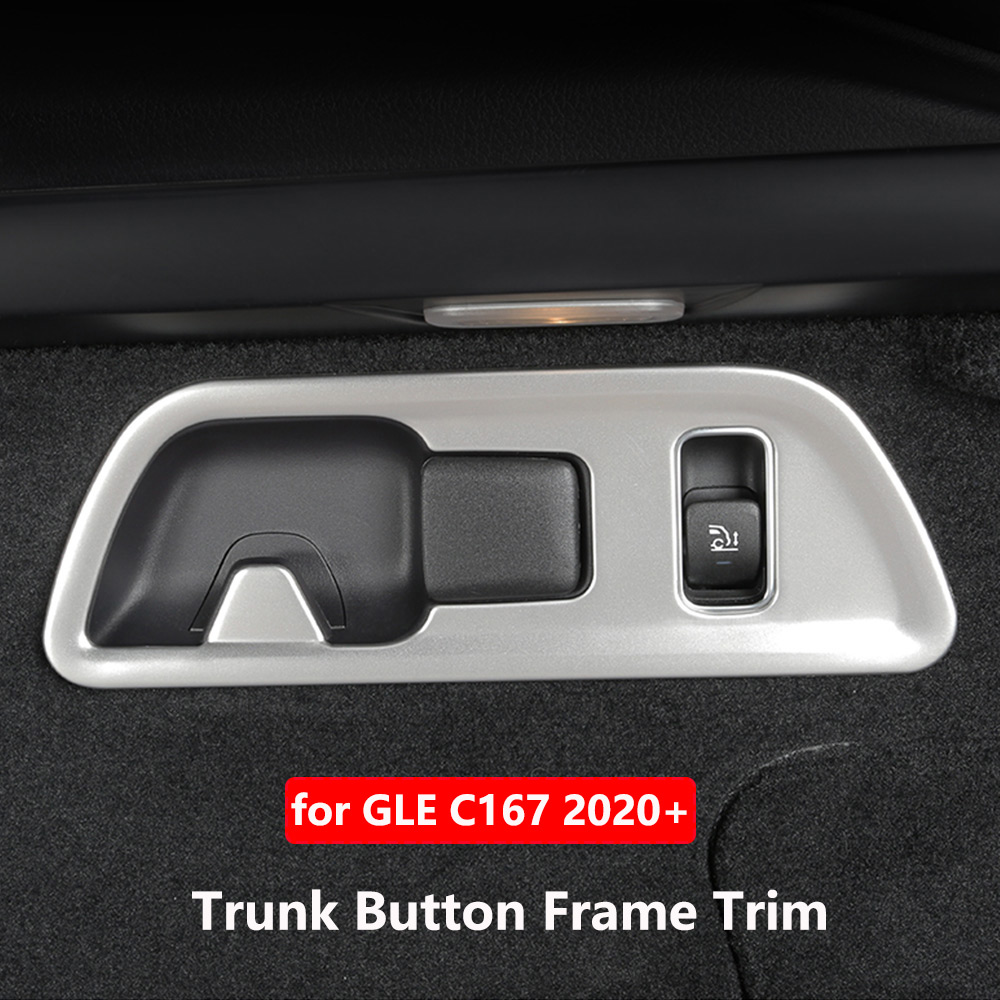 Car Stainless Steel Trunk Button Frame Cover Trim Decoration For Mercedes Benz GLE Coupe C167 GLE53 amg 350 450 63 Interior Accessories