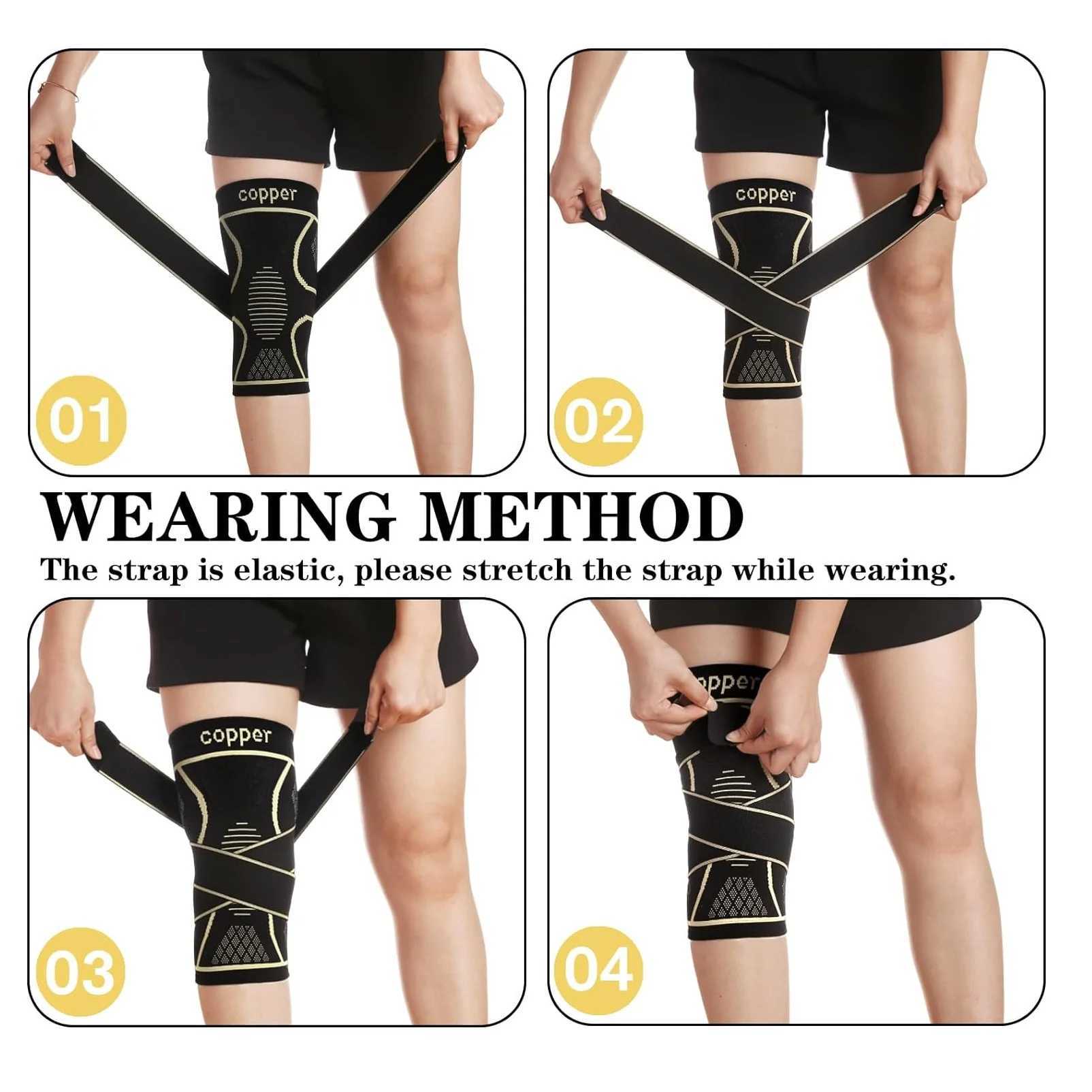 Copper Knee Braces with Strap for Knee Pain Women and Men Joint Pain Relief Knee Support for Working Running Weightlifting C251013