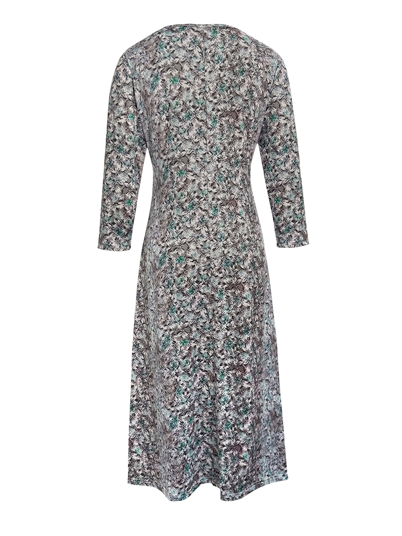 Women's Autumn New Fashion Mom - Style Casual All - Over Printed Midi Dress-CF53859