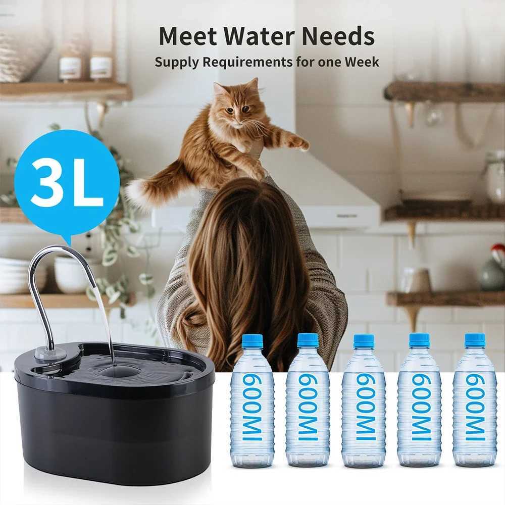 Cat Water Fountain 3L100oz Super Silent Pet Water Fountains for Cats Indoor Water Level Alert Cat Fountains for Drinking C251013