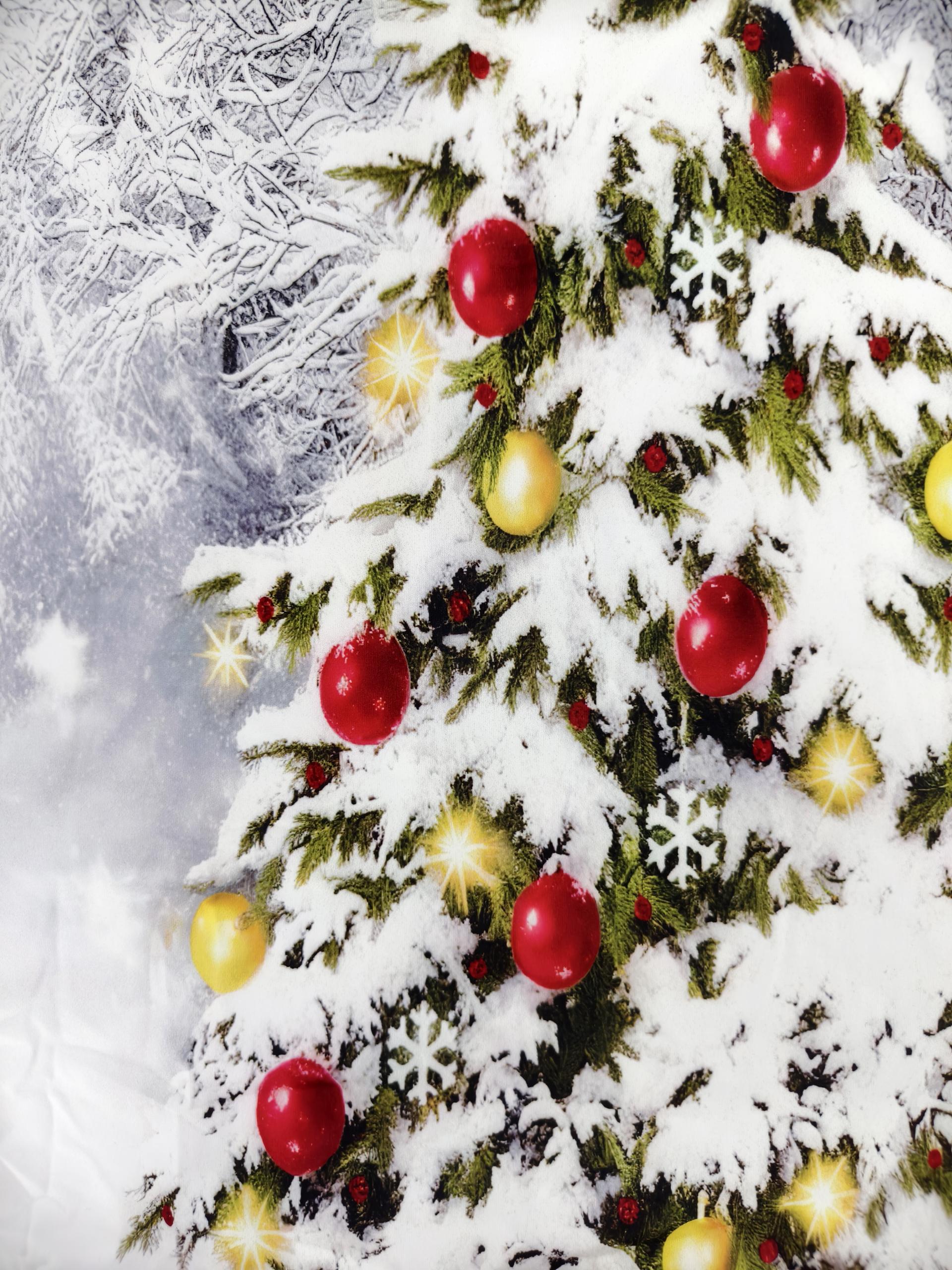 Women's Autumn Winter New Christmas Tree Printed Round Neck Long - Sleeve Dress - Fashionable Vacation Dress-CF51203