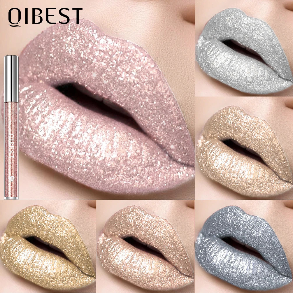 QI Metallic Glitter Liquid Lipstick Makeup Waterproof Lip Gloss Longlasting Shimmer Metal Diamond Lip Glaze Tint Charming 251010