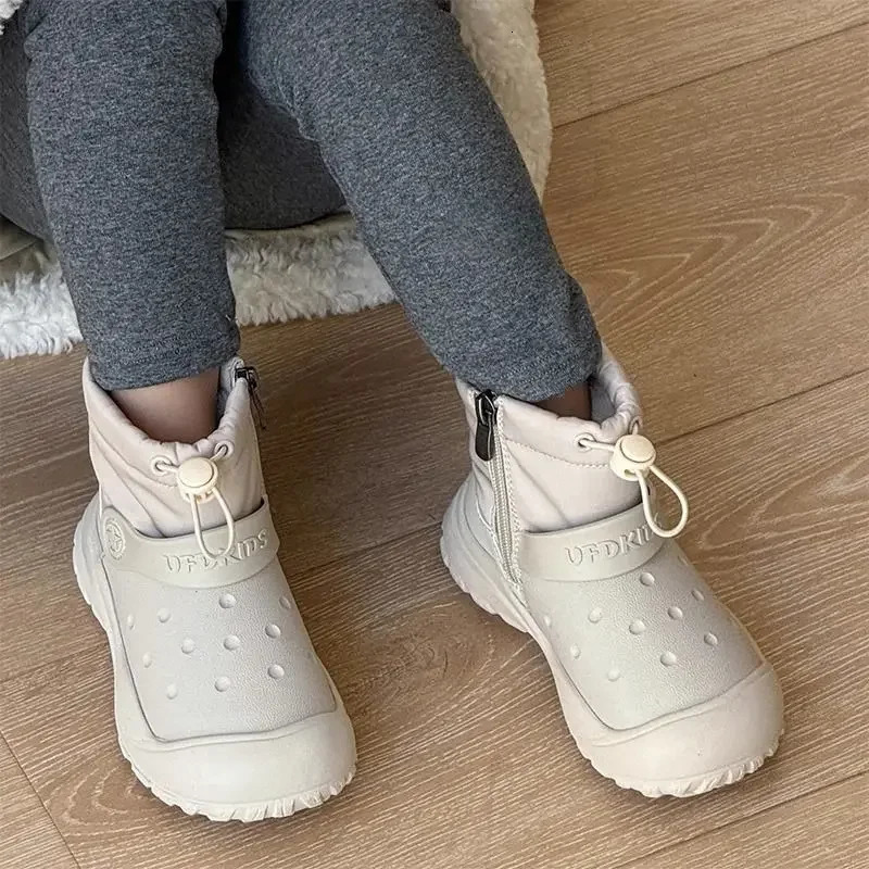 Kids Ankle Boots Plush Comfortable Children Warm Boots Toes Capped Soild Color Winter Boys Girls Fashion Boots Trendy 251017