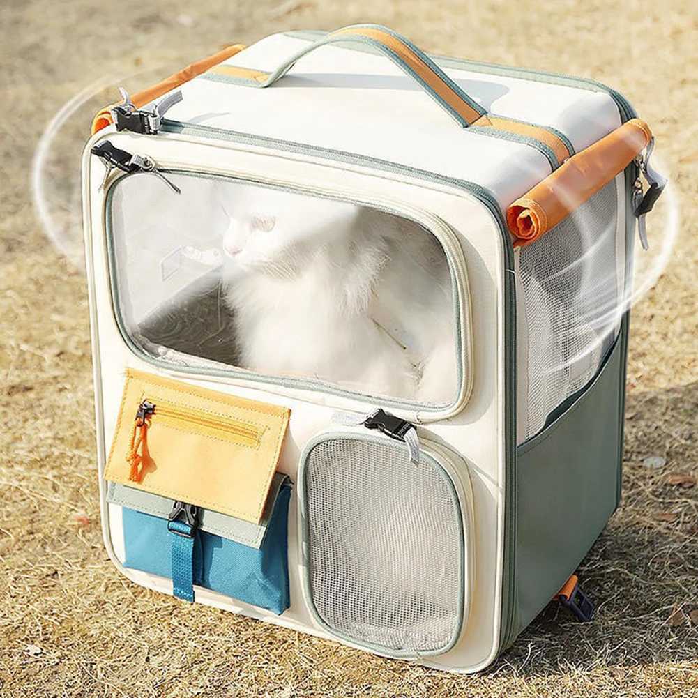 Dog Cat Travel Carrier Bag Large Capacity Ventilated Mesh Pet Backpack Transparent Window Pet Backpack for Car Camping C251013