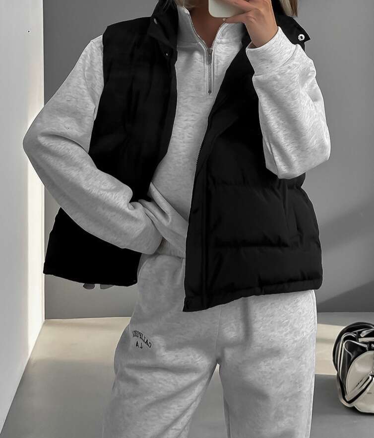 Autumn Winter New Fashion Trend Hot Girl Street Style Thickened Warm Vest Sleeveless Cotton Jacket B5