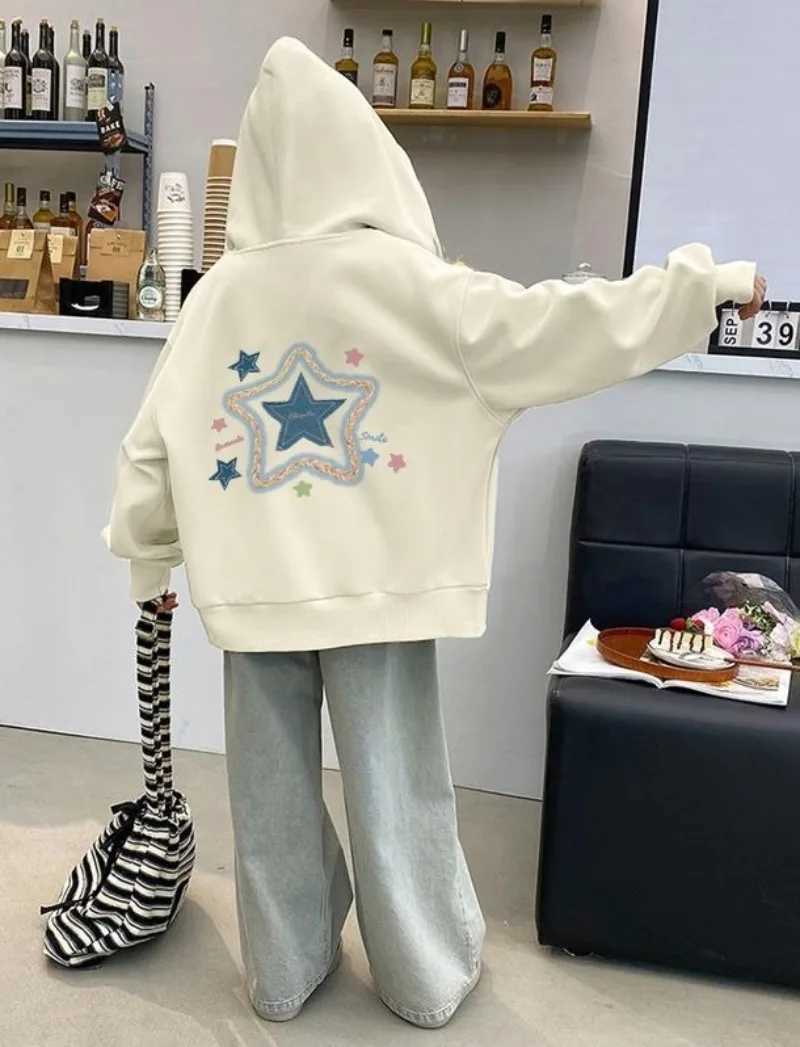 Girls 2025 New SpringAutumn FleeceLined Hoodie Stylish Versatile Korean Style JuniorSenior Kids Top C251013