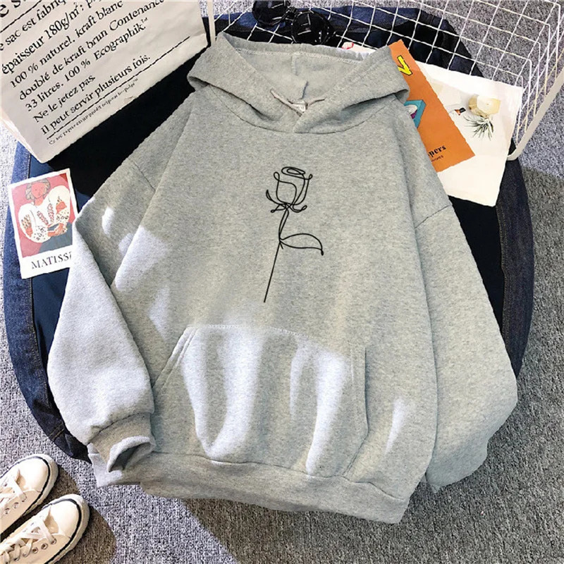 Autumn Winter Hoodies Sportwear Womens Hoodie Pullover Sweatshirt Stylish Flower Print With Thick Long Sleeves Tops Loose 251010