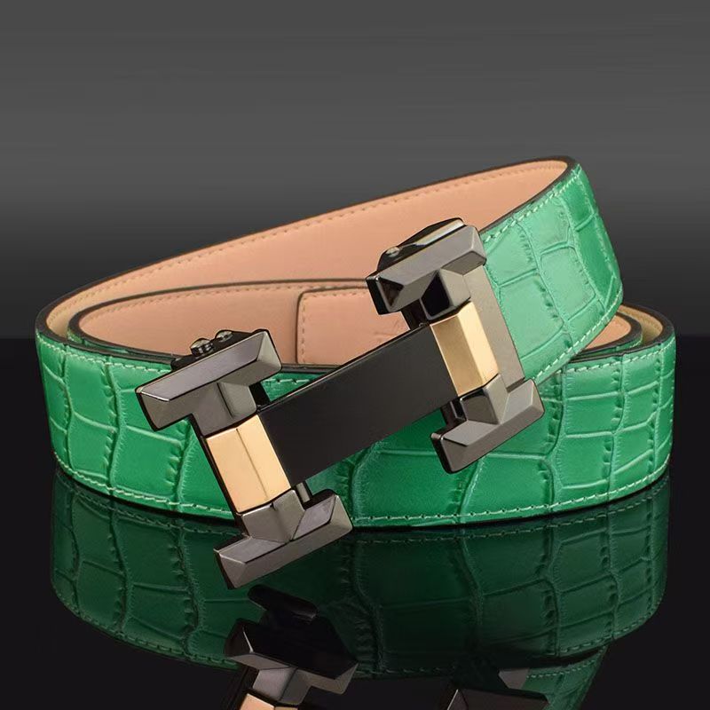 Real leather designer letter-style men's automatic buckle high-end brand fashionable casual high-quality belt Z250919