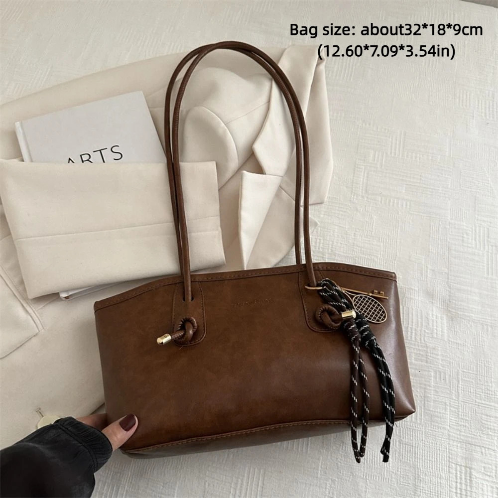 Y2K Trend PU Leather Work Shoulder Bag Large Capacity Simple Female Crossbody Bag Solid Color Commuting Bag Women Female 251010