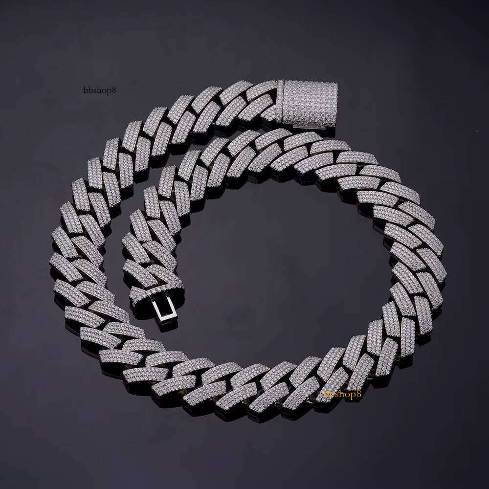 Vvs MoissaniteCZ Sterling Sier Brass Necklace Iced Miami Cuban Men's Chain