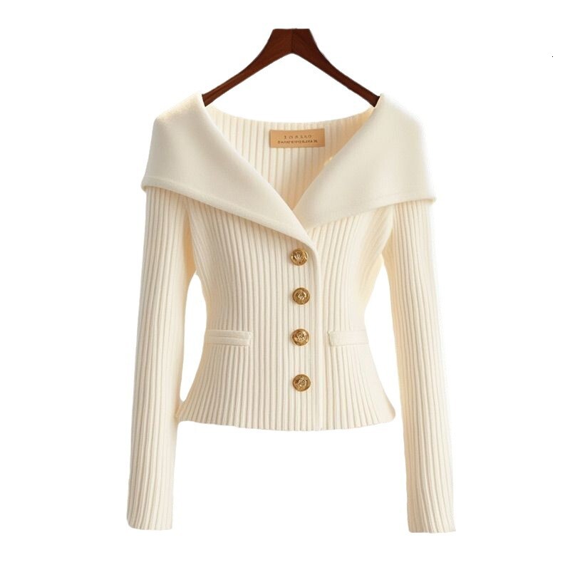 2025 autumn and winter new top fashion luxury women's white sweater high-end design niche elegant social designer jacket belt knitted top