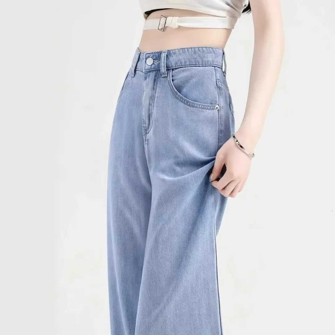 Summer Thin Tencel Wide Leg Jeans High Waist Loose Slimming Straight Ultra Thin Casual Straight Pants Women TrendyT251013