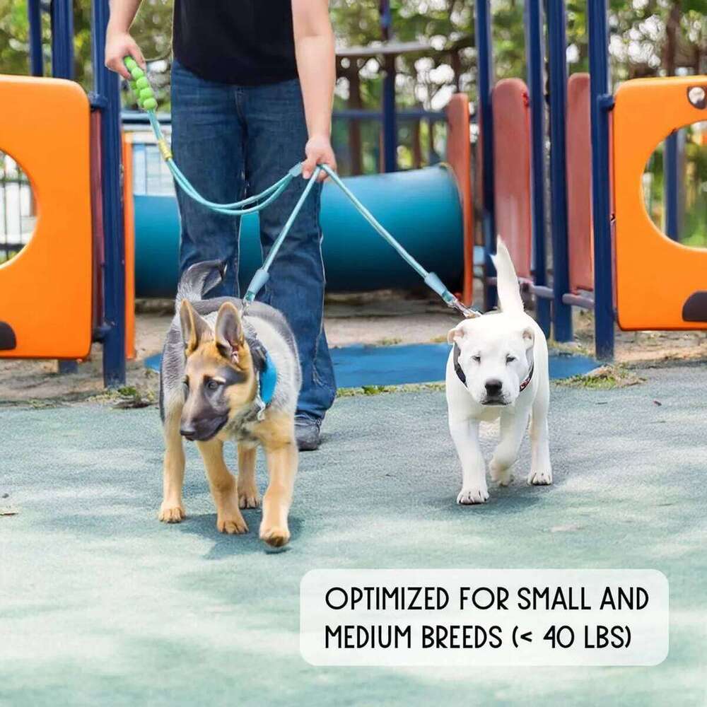 Hands Free Double Dog Wear-resistant Adjustable 360° Swivel No Tangle Leash with Padded Handles for Pet Walking Supplies