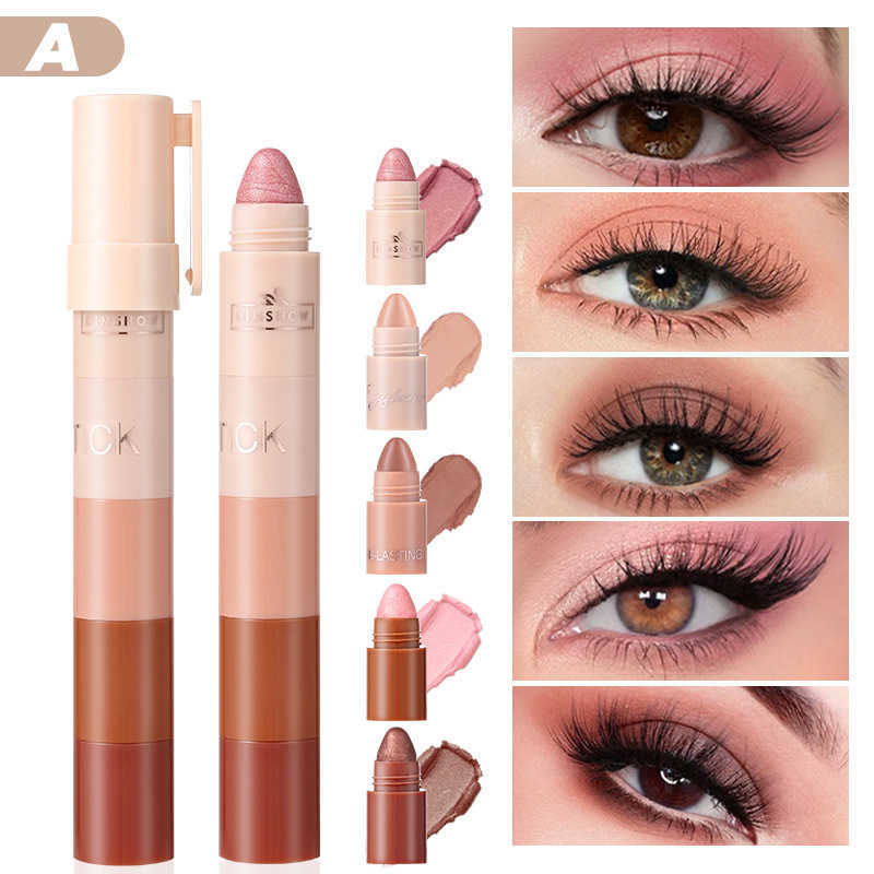Best-selling DIMSHOW Five 5-piece lazy eyeshadow brush, highlighter, bare face eyelash curler, shimmer waterproof eyeshadow stick set