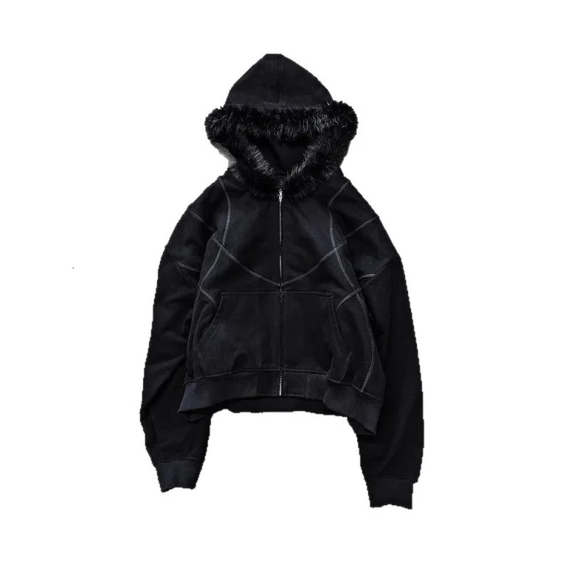 Autumn and winter retro primitive millennium phoenix plush hooded ed sweatshirt cardigan jacket 251010