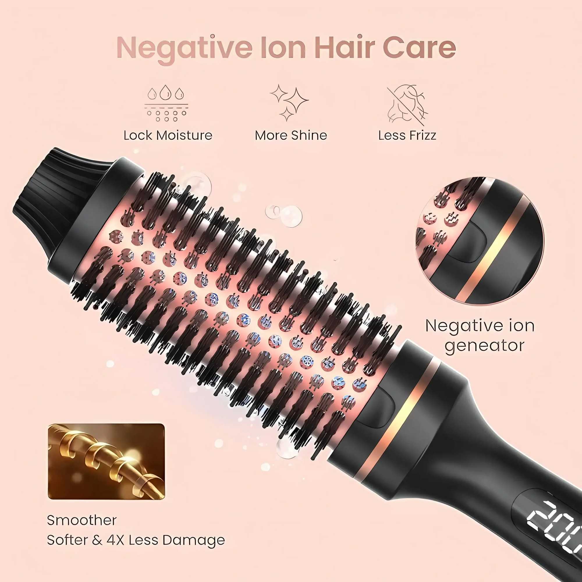 3 in 1 Thermal Heated Iron Ceramic Hair Curler Roller Volumizing Comb Double PTC Curling Brush S251013