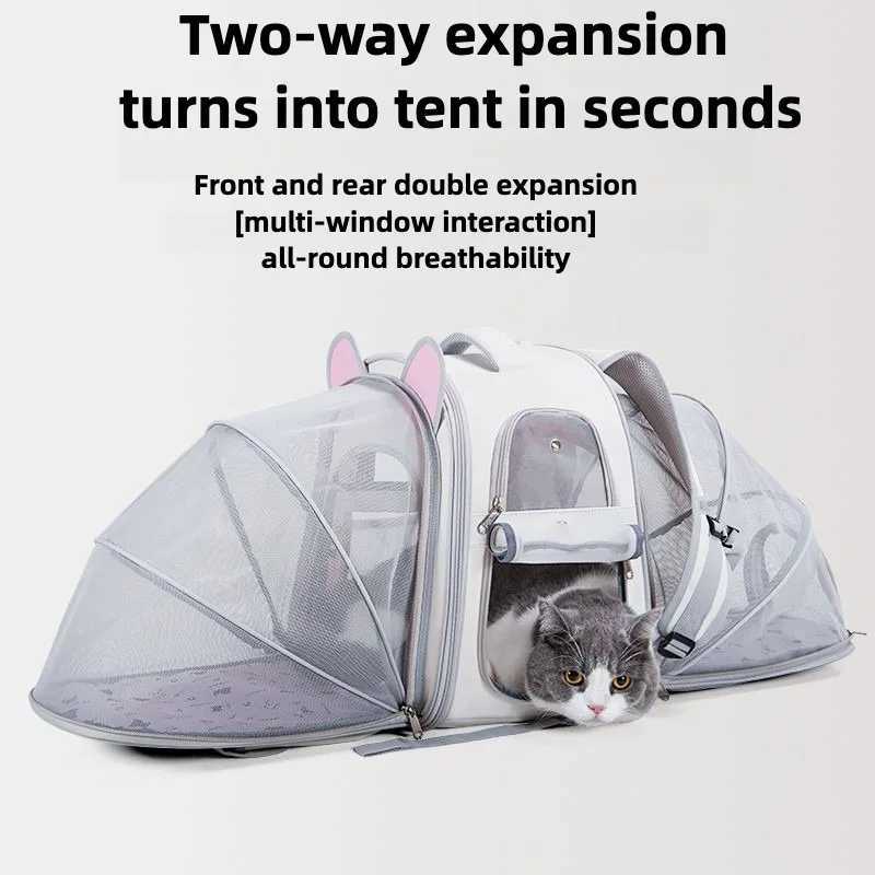 2in1 Cat Carrier Backpack Dual Expandable Backpack Foldable Breathable Carrier Pets and Small Dogs transporte pet backpack C251013