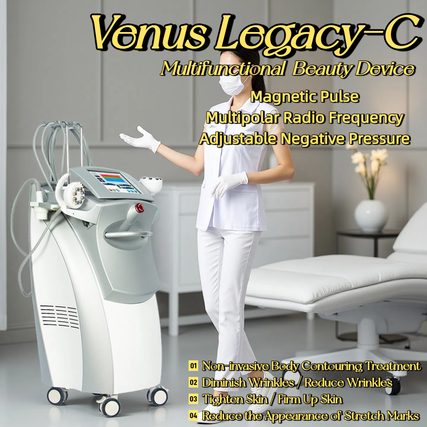 VENUS LEGA-C 4D Magnetic Sculpting Multi-stage Radio Frequency Reduce Wrinkles Tighten Skin Weight Loss Restore Postpartum Body And Fade Stretch Marks