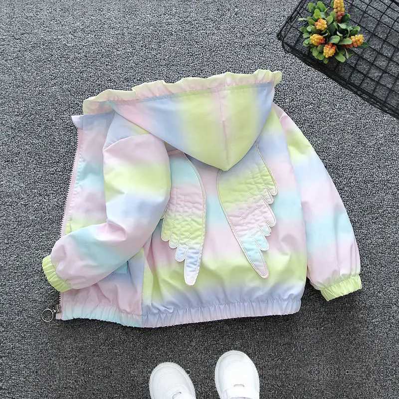 Autumn Baby Girls Boys Fashion Rainbow Windbreaker Coat Kids Angel Wings Jacket Hooded Zipper Outerwear Childrens Clothing C251013