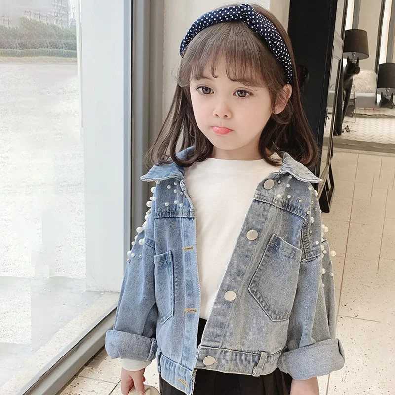 New Spring Autumn Pearl Embellishment Teenage Girls Denim Coat Children Fashion Windbreaker Kids Birthday Present Outerwear C251013