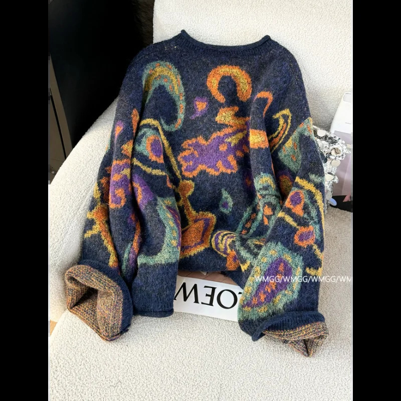 Sweater Cardigan for Women Winter Thickened Metal le Retro Fashionable Embroidery Soft Glutinous Lazy Knitted Jacket 251009