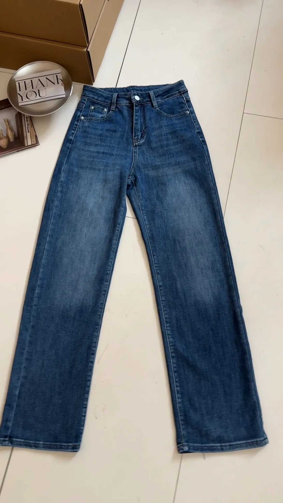 ZHISILAO Vintage Straight Jeans Women Classic Cotton Stretch Blue Full Length Denim Pants Streetwear 2024 Autumn WinterT251013