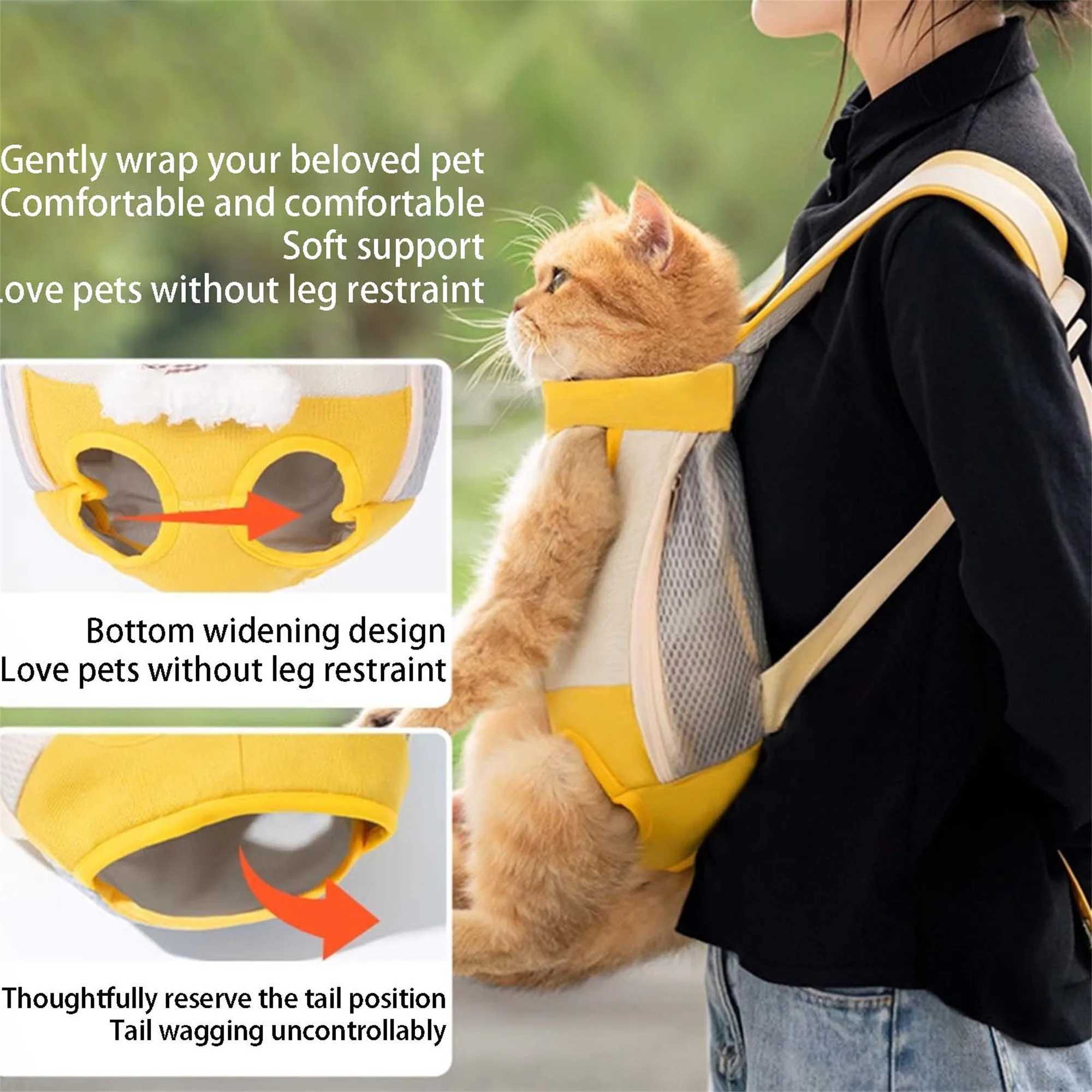 Portable Dog Carrier Backpack HandsFree Pet Travel Bag with Adjustable Straps Breathable Front and Back Cat Carrier for C251013