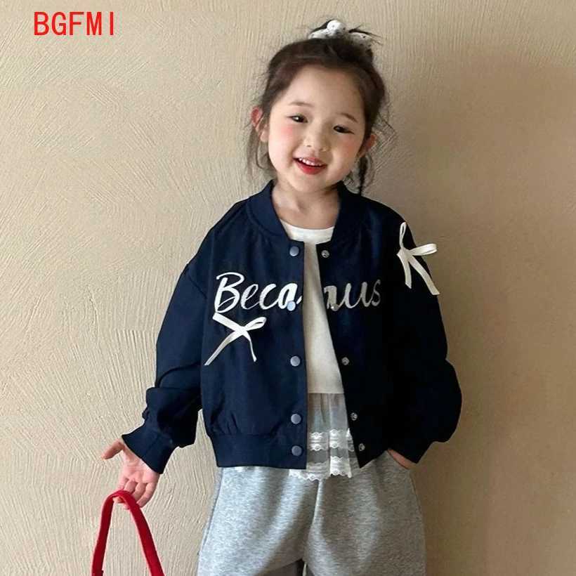 Girls Spring Autumn Coat 2025 Fashion New Long Sleeve Bow Baseball Jersey Infant Jacket Top 110Y Kids Letter Baseball Uniform C251013
