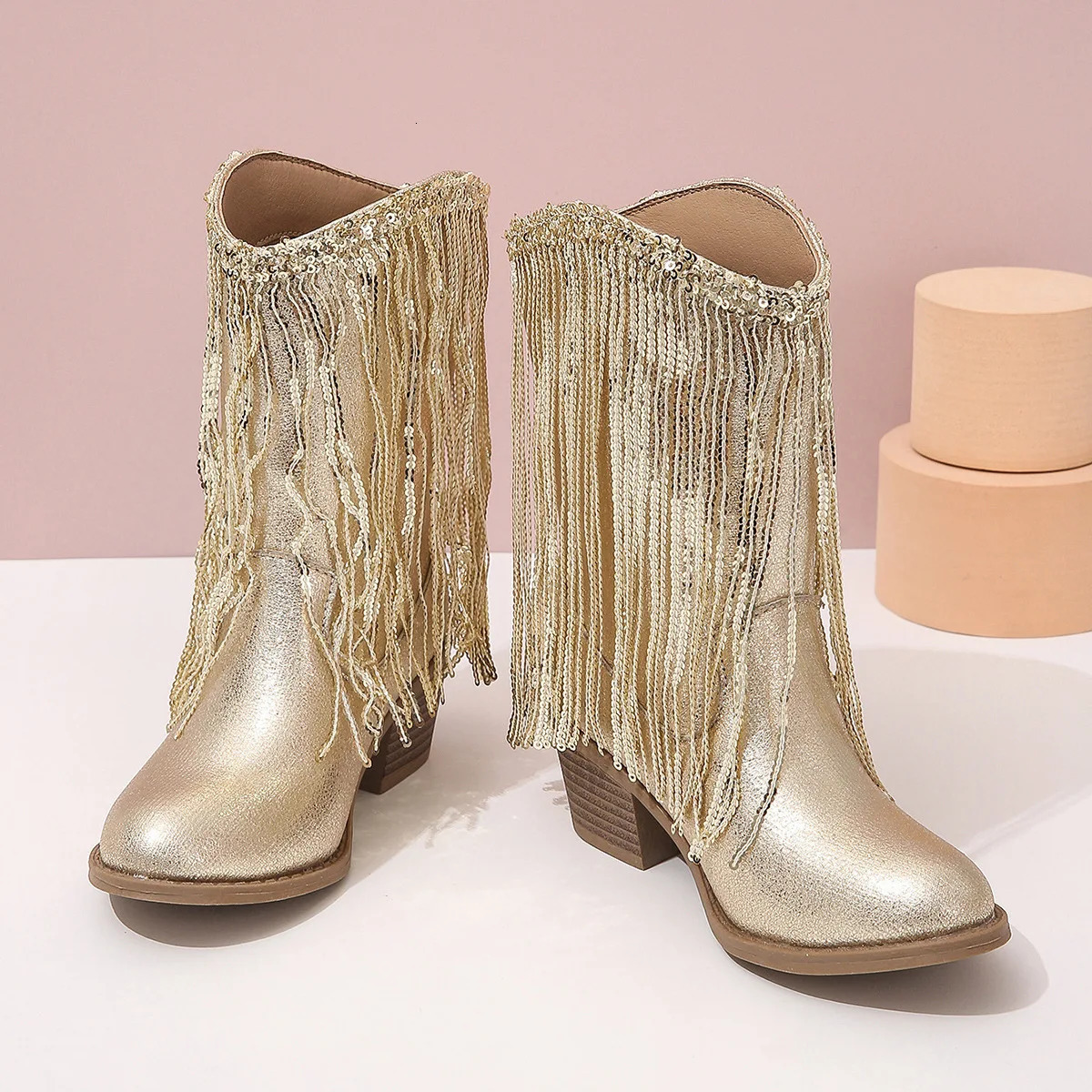 European and American fashion childrens western cowboy boots crossborder autumn and winter fringed childrens boots 251017