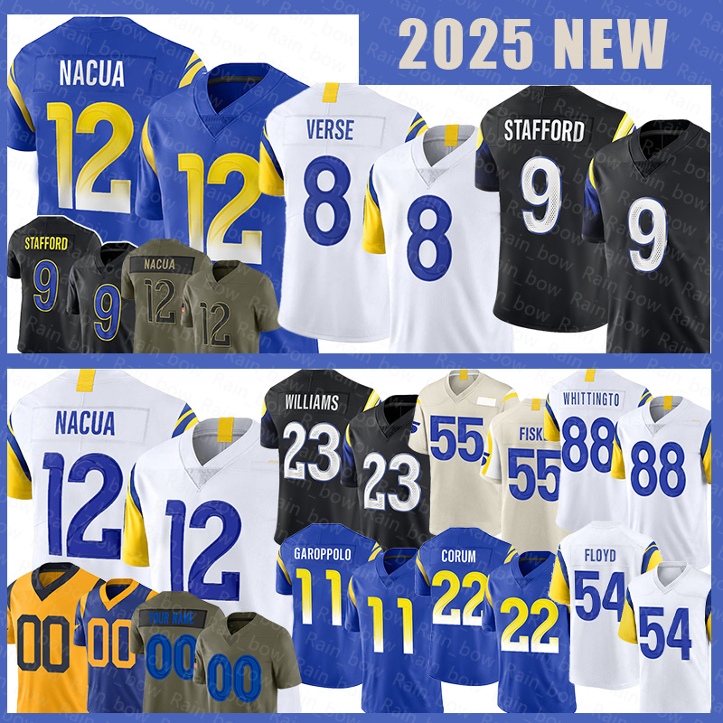 12 Puka Nacua Football Jerseys Kyren Williams Matthew Stafford Jared Verse Braden Fiske whittington Jimmy Garoppolo 22 Blake Kamren Kinchens Tutu Atwell
