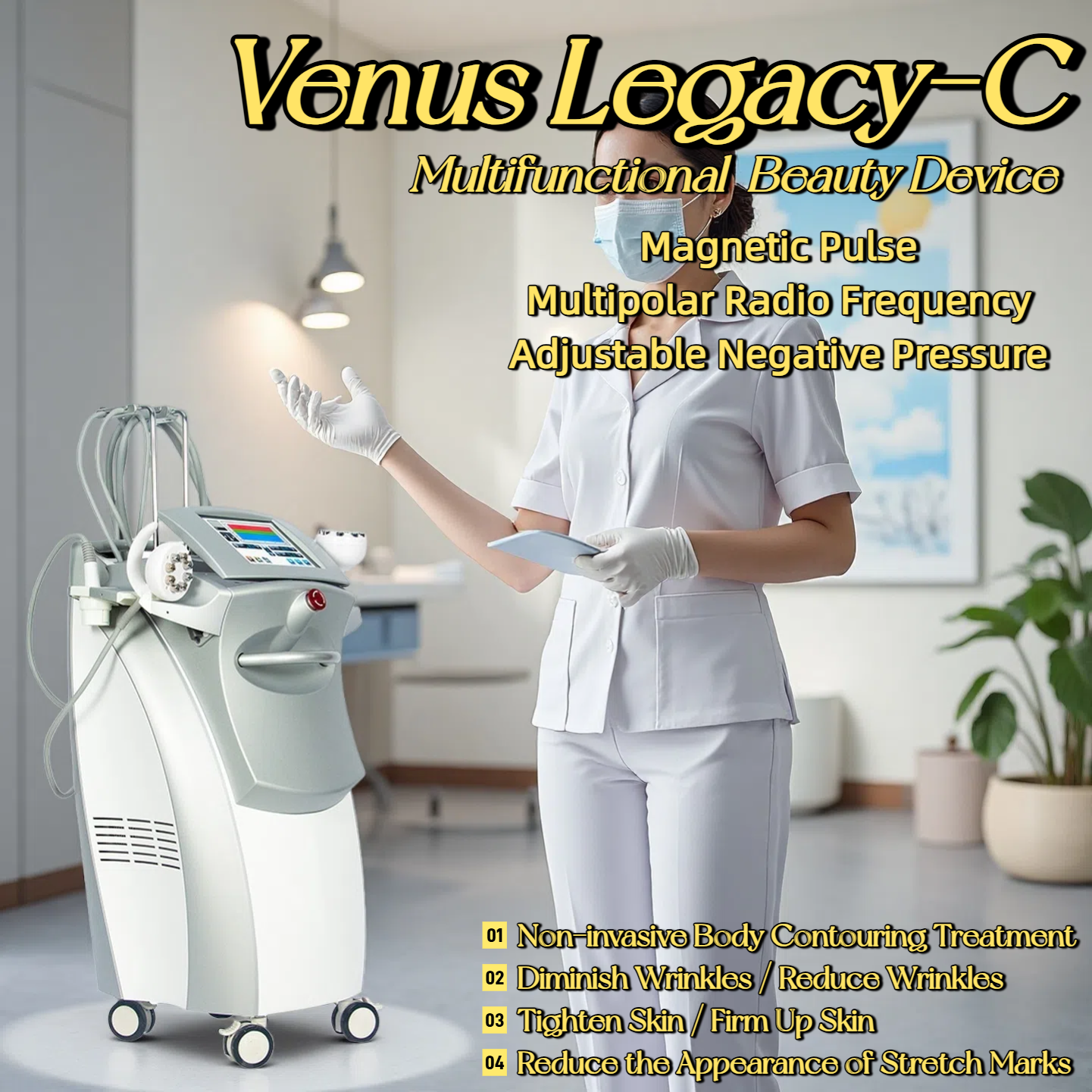 VENUS LEGA-C 4D Magnetic Sculpting Multi-stage Radio Frequency Reduce Wrinkles Tighten Skin Weight Loss Restore Postpartum Body And Fade Stretch Marks